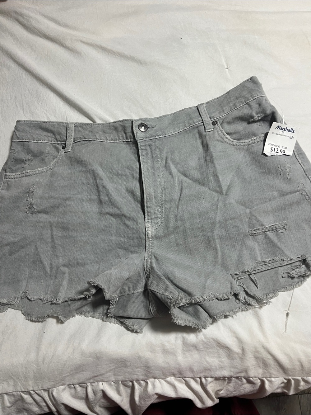 aerie Distressed High-Rise Jean Shorts - Light Gray Women’s size X-Large